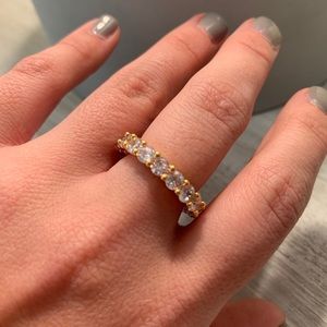 Gold round baguette crystal eternity ring
